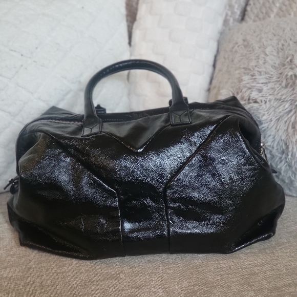 YSL Black Patent Leather Satchel Hand Bag Purse w/COA - Picture 2 of 11